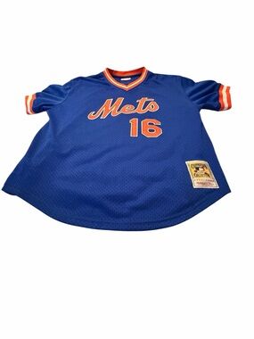 Mitchell & Ness Blue and Orange Mets Mesh Jersey #16